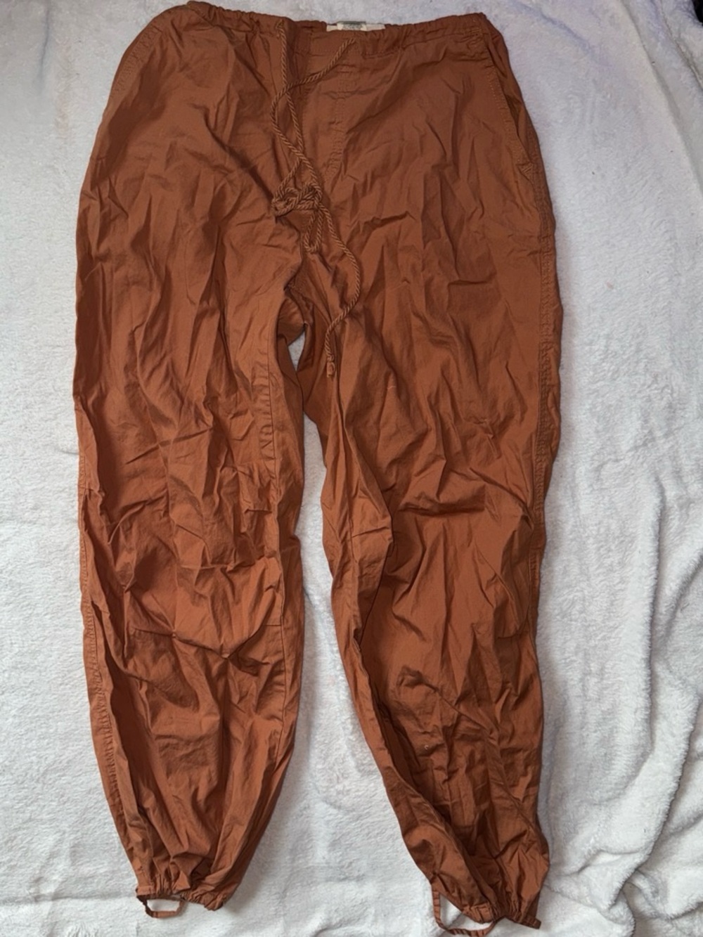 Women's Rust Drawstring Jogger Pants with Elastic Ankles